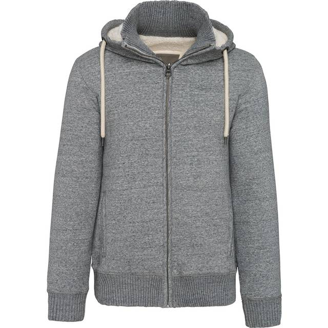 (XS, Slub Grey) Kariban Mens Vintage Heather Sherpa Lined Fleece Jacket