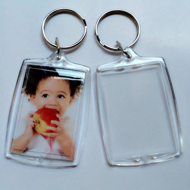 SHEIN 3pcs Acrylic Photo Frame Keyring Keychains, Clear Picture Keychain As Gift, Suit For Artwork Gifts Birthday Graduation