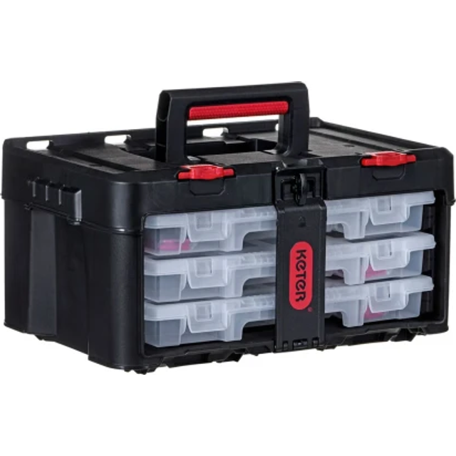 Keter Stack N' Roll Tool Storage 3 Set Organiser - Black & Red
