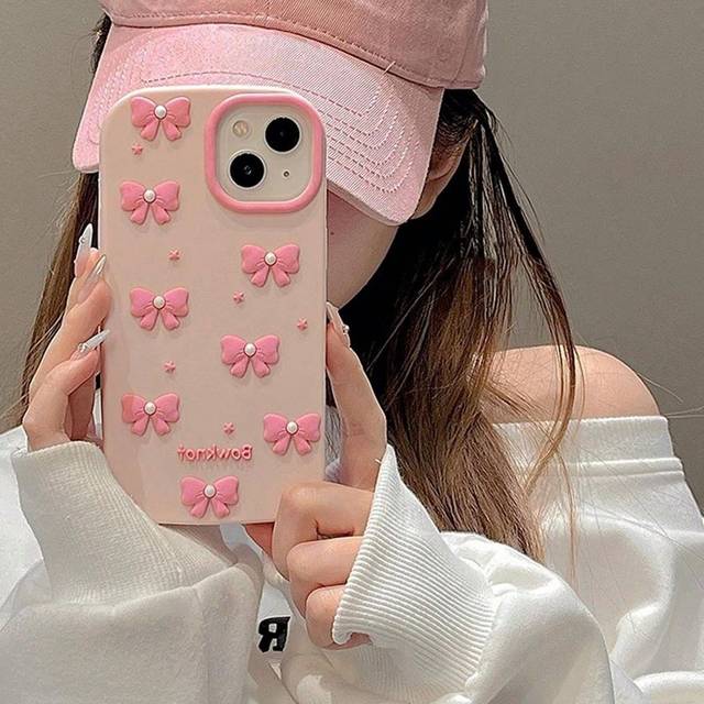 SHEIN Ins Style Dopamine Colorblock 3D Bow Tie Soft Silicone Shockproof Protective Case Compatible With Iphone 15 Pro Max, 14, 13, 12, 11 Models, Fashionabl