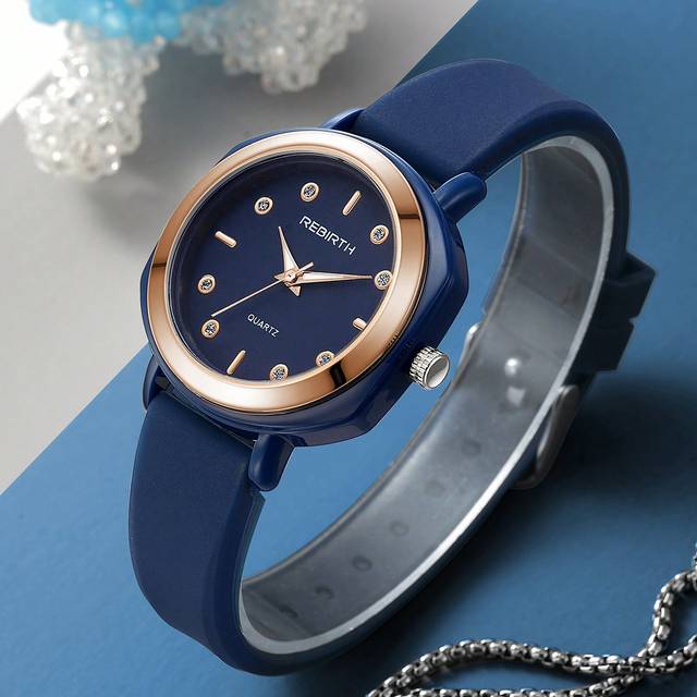 REBIRTH 1pc Minimalist & Fashionable Silicon Strap Ladies Quartz Watch, Suitable For Daily Wear And Decor, Rebirth Brand