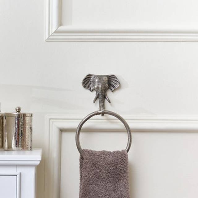 Metallic Silver Elephant Towel Ring Material: Shop By Room/Bathroom