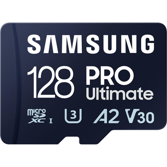 Samsung PRO Ultimate microSD-kort USB-kortläsare, 128 GB, för smartphones, drönare och actionkamera, UHS-I U3, 200 MB/s läsning, 130 MB/s skriva, ‎ MB-MY128SB/WW