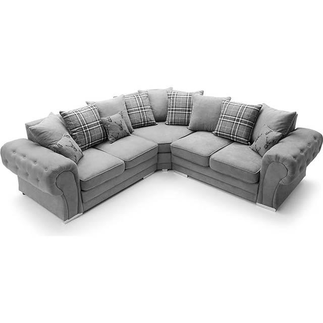Verona Corner Sofa in Light Grey Chenille - One Size