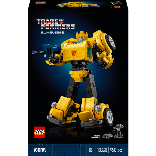 LEGO Icons Transformers Bumblebee Actionfigur, Samlarobjekt med robot för vuxna, Modellbyggssats med filmtema för sci-fi-entusiaster, Kan omvandlas till fordonsläge, Present för samlare 10338