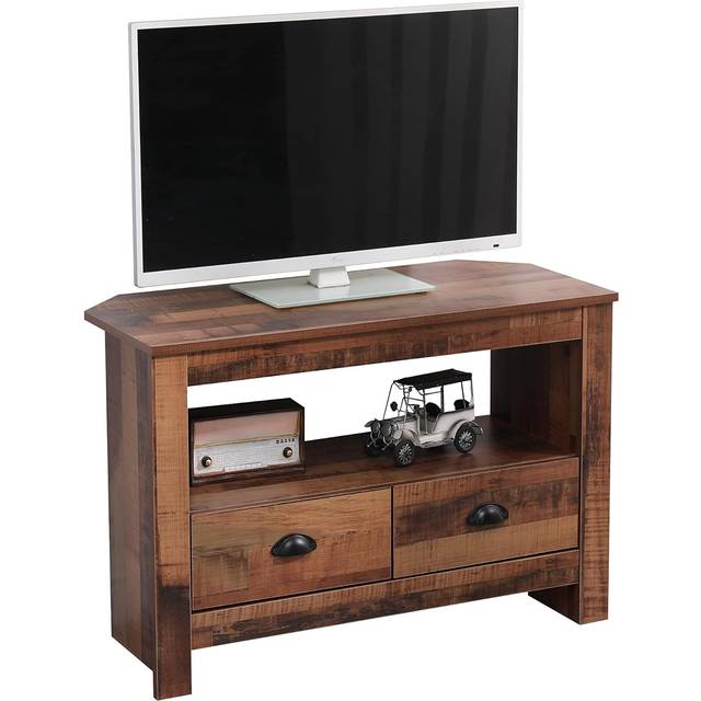 Furniture Hmd - Wooden Corner tv Stand with 2 Drawers,Storage Cabinet,85x39x58cm(LxWxH)