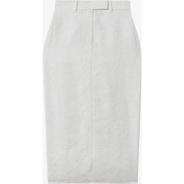 Reiss Denva Burnout Floral Midi Skirt, Ivory