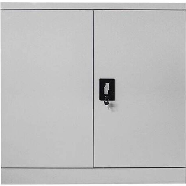 MMT Furniture Designs 2 Door Grey Metal Filing Lockable Filing Cabinet - 90 x 90 x 40cm