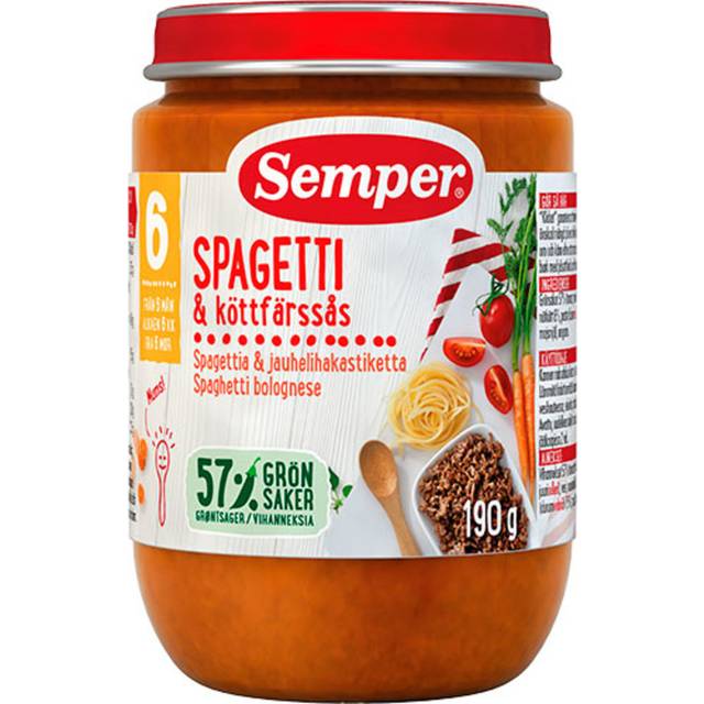 Semper Spagetti & Köttfärssås 6M 190 g
