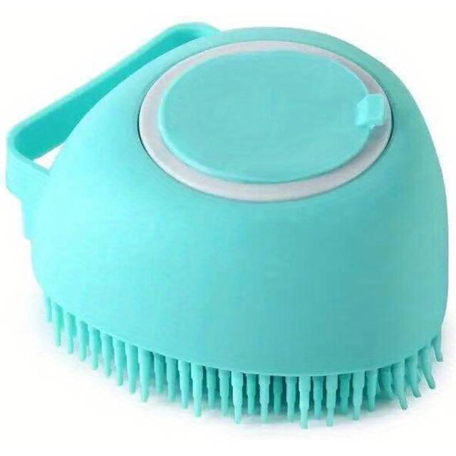 (Heart-shaped Blue) Puppy Dog Bath Massage Brush, Soft Safety Silicone Pet Accessories For Dogs