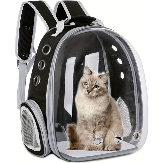(Black) Breathable Astronaut Window Cat/Dog Carrier Transparent Backpack Pet Travel Bag