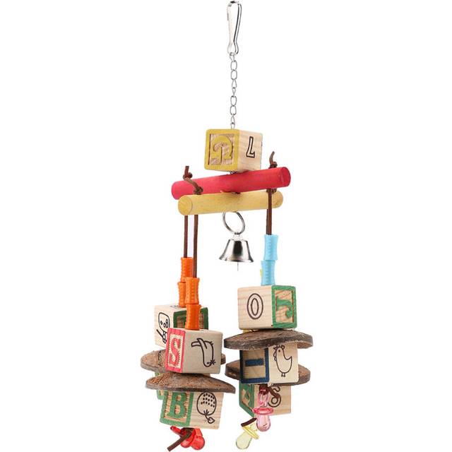 Colorful Wooden Blocks Hanging Swing Stand Ladder Pet Parrot Bird Chewing Toy