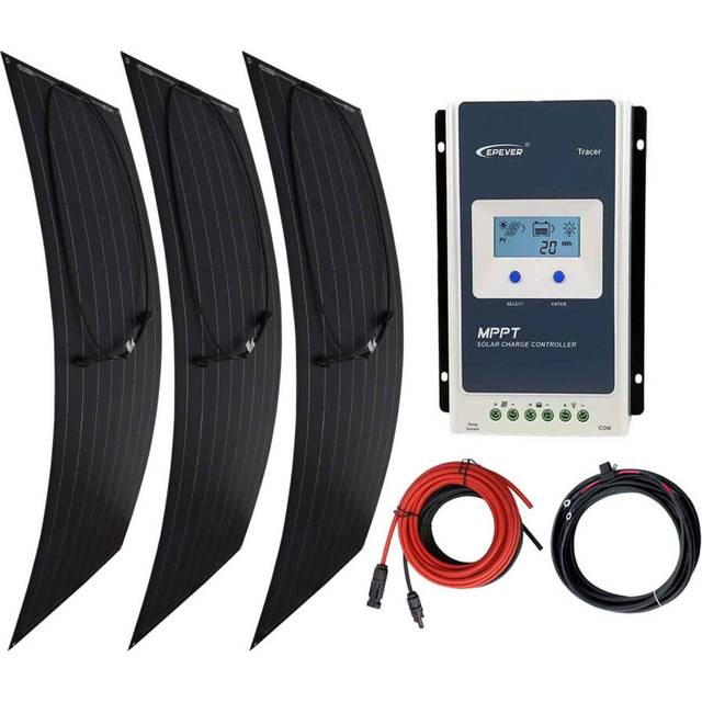 Black Flexible Solar Panel 300w Charging Kit Caravan MPPT Charger Controller K4