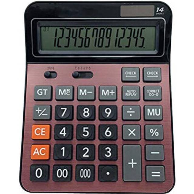 Solar Battery Calculator Dual Power Large Standard Function Desktop Business Calculator with 14 Digit Large LCD Display Convenient for Office & Home
