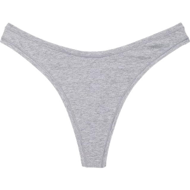 Victorias Secret PINK Medium Heather Grey Thong Cotton Knickers - medium heather grey - MEDIUM
