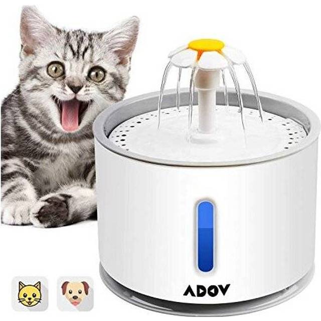 ADOV Cat Water Fountain, 2.4L Automatic Electric Flower Style Dispenser with LED Water Level Window and Replaceable Filter, Ultra Quiet Healthy a