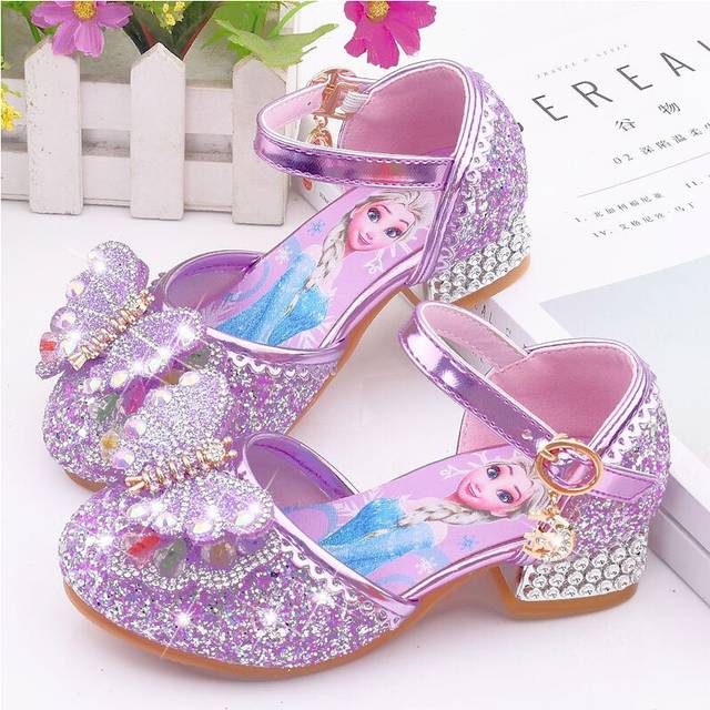 (Purple, 31?FootÂLength20.1cm | 7.9 in) Frozen Elsa Childrens Sandals Fashion Exquisite Baotou Model Catwalk Shoes Show