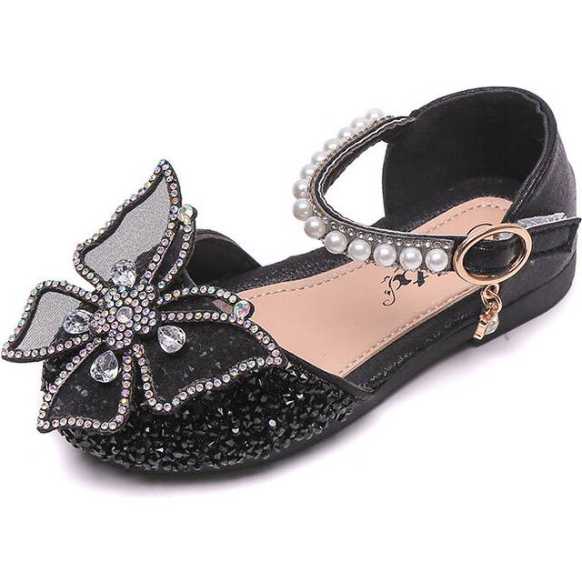 (Black, 24?FootÂLength15cm/5.90in) Summer Girls Sandals Comfortable Korean Version Bow Princess Students Cute Dance