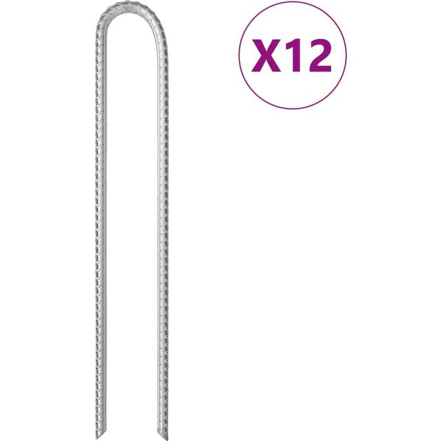 vidaXL Tent Pegs 12 pcs U-shaped 37 cm Ø10 mm Galvanised Steel