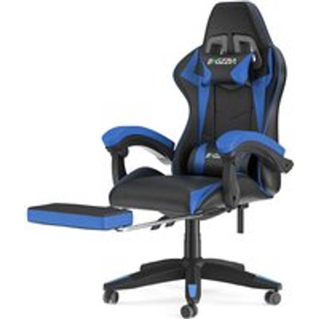 Ergonomic Gaming Chair 155¡ã Reclining Swivel Chair with Headrest Footrest Lumbar Support PU Leather Office Chair Black/Blue