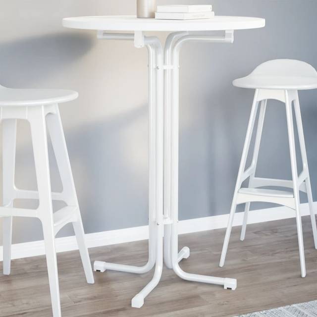 Dining Table White Ø80x110 cm Engineered Wood and Steel Vidaxl