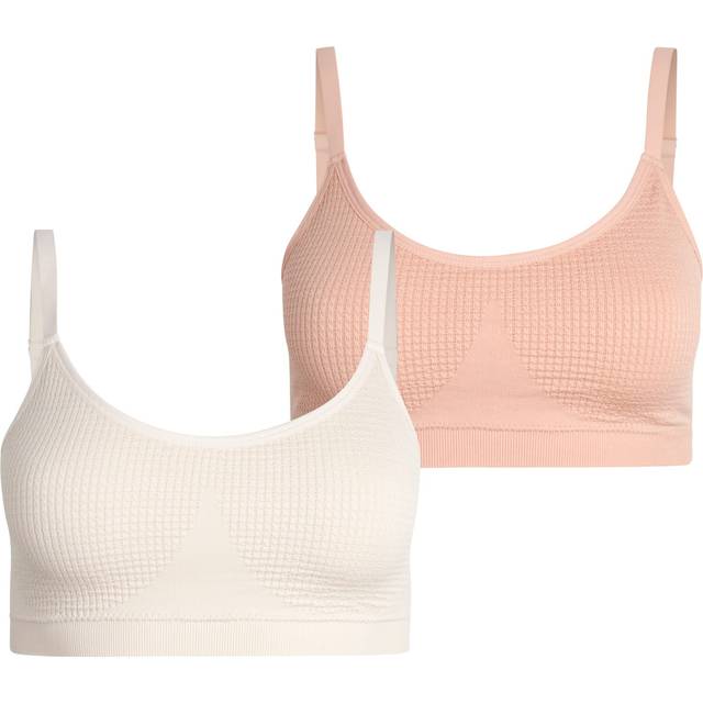Anne Klein Women's Bra - 2 Pack Seamless Comfort Lounge Bralette  Removable Pads (XS-XL)  Size Small  Poppy Seed/Rose