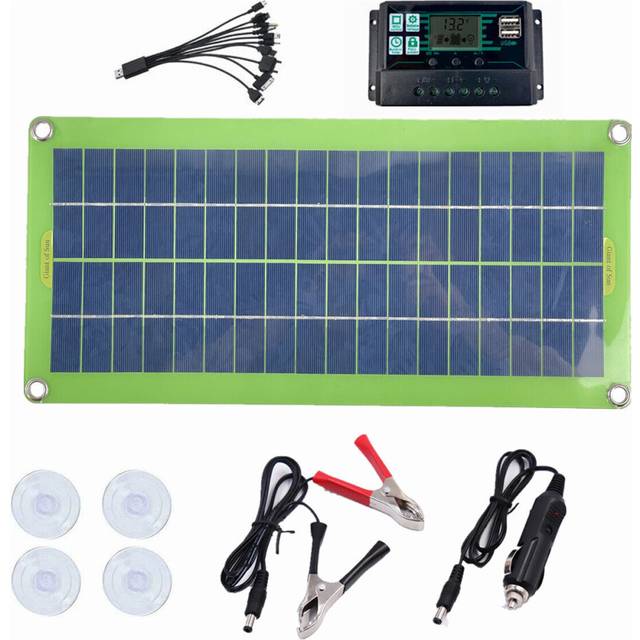 (20A Solar Controller) DC 200W 18V Solar Panel Kit Double USB Port Controller Power Bank Portable Battery Charger for Outdoor Camping Travel