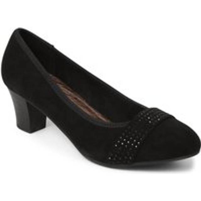 Wide-Fit Block-Heeled Court Shoes - PLAN39009 / 325 527 - Black