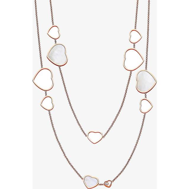 Chopard Womens 18-carat Rose Gold Happy Hearts 18ct Rose-gold, Diamond and Mother-of-pearl Sautoir Necklace