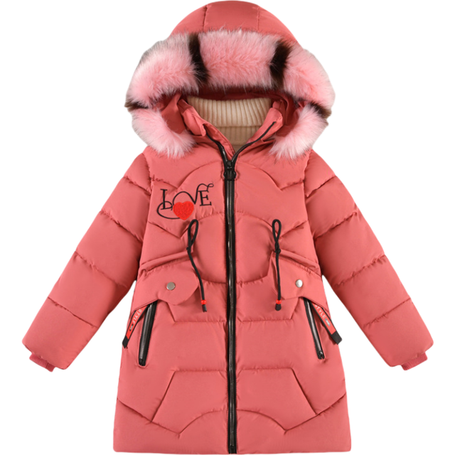 (Watermelon red, 7-8Years) Kids Girls Warm Parka Coats Jacket Hooded Outwear