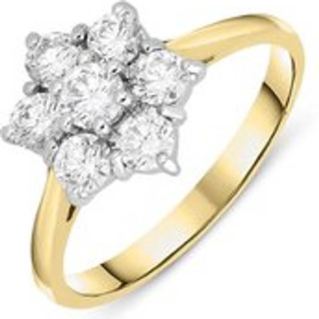 18ct Yellow Gold 0.77ct Diamond Flower Cluster Ring