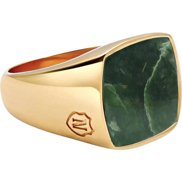 NIALAYA Men's Golden Cocktail Ring With Green Jade |Guld |67 x 67