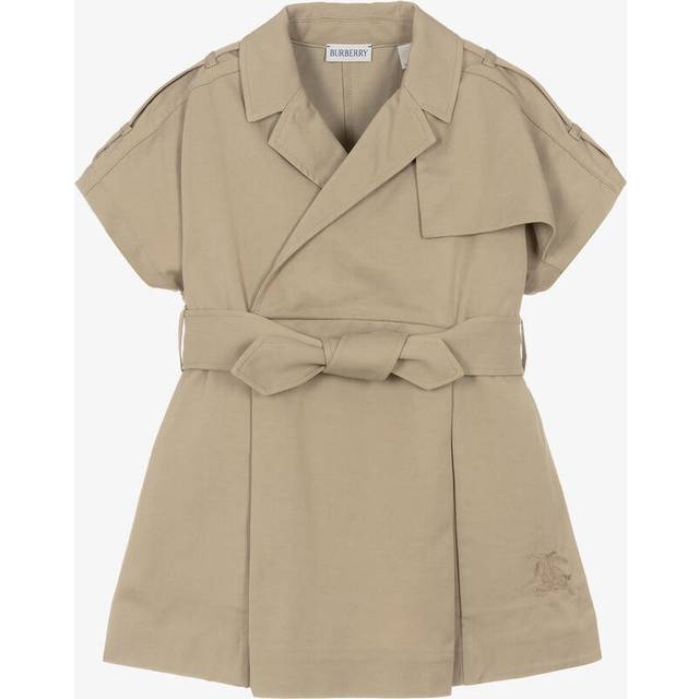 Burberry Girls Hunter Kids Wrap-front Belted-waist Woven-blend Dress 8 Years - HUNTER