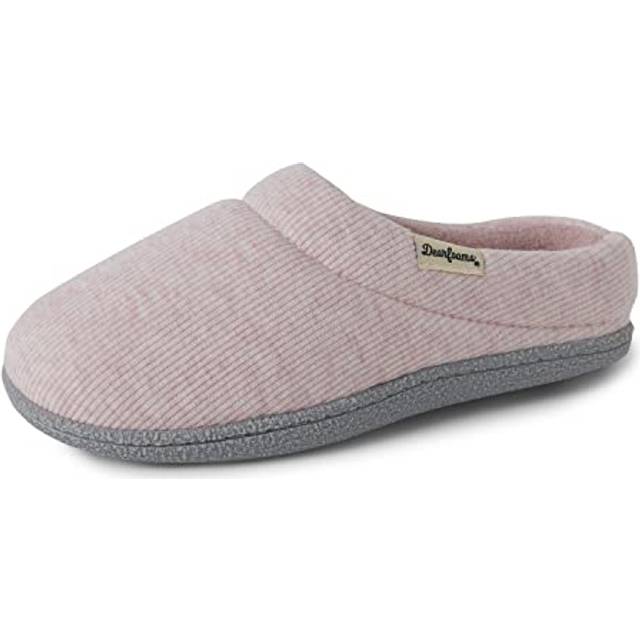 Dearfoams Women's Lacey Machine Washable Memory Foam Comfort Easy On/Off Clog Slipper  Pink Heather  X-Large