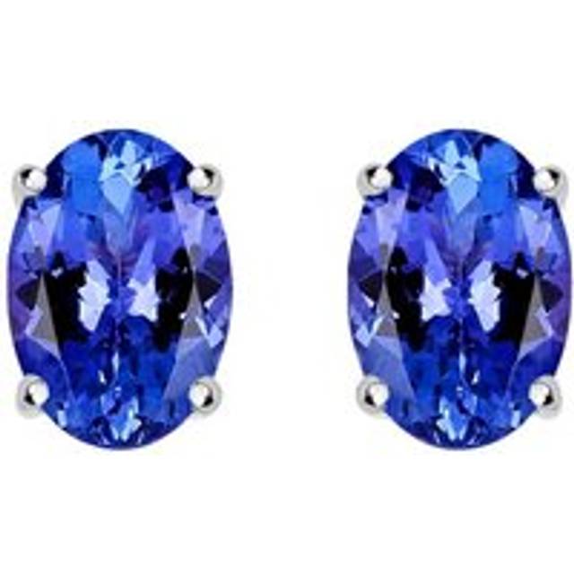 18ct White Gold 0.95ct Tanzanite Oval Cut Stud Earrings