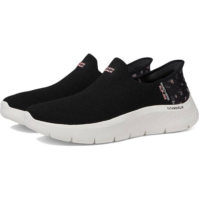 Skechers Go Walk Flex Slip-ins Stretch Knit Trainer - Black /pink Trim, Black, Size 3, Women