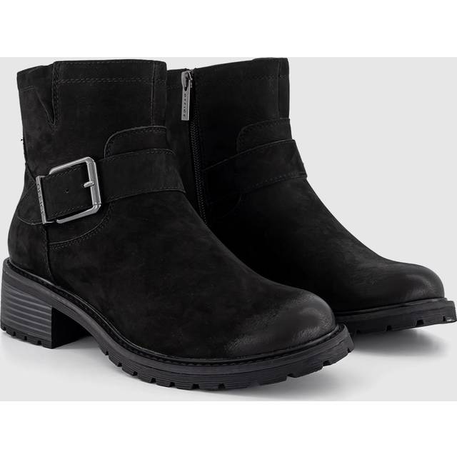 OFFICE Girls Black Leather Avril Cleat Sole Buckle Boots, Size: 4