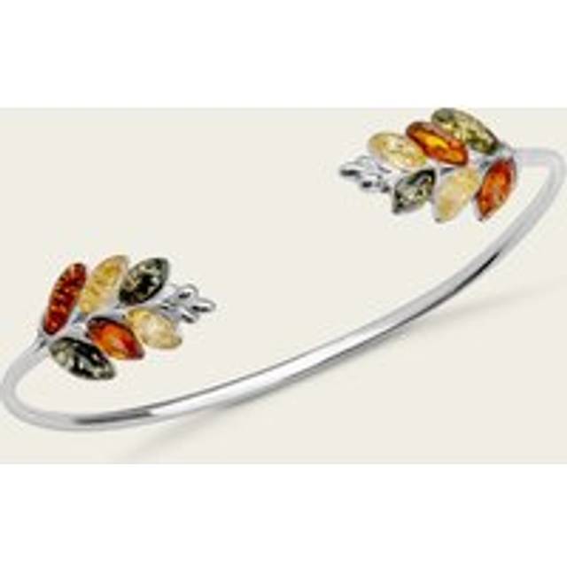 John Greed Tempest Wald Silver Amber Leaf Bangle For Women - gold/green/silver/yellow
