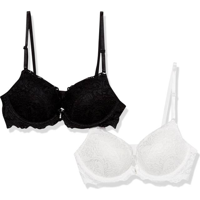 Smart & Sexy Women's Signature Lace Push-up Bra  Black Hue/White 2pk  34DD