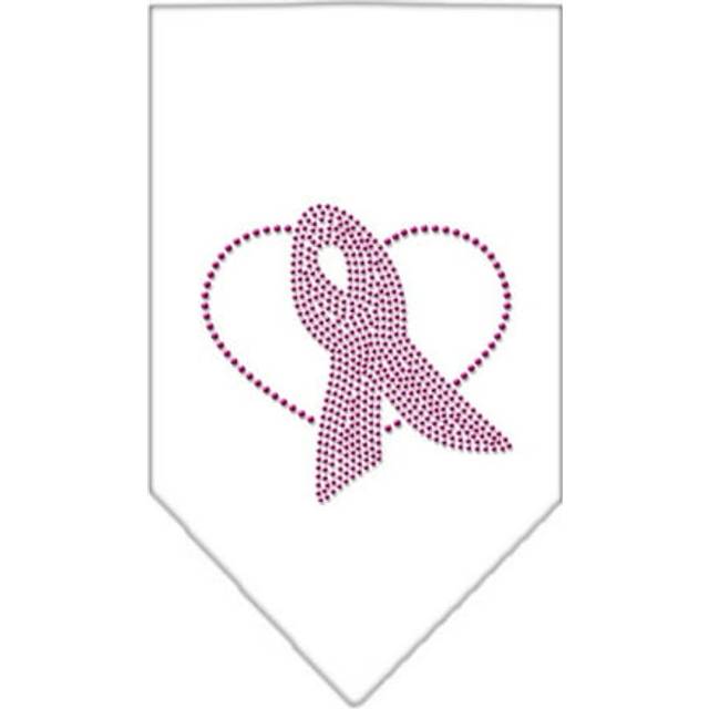 Mirage Pet Products Pink Ribbon Rhinestone Bandana Large White