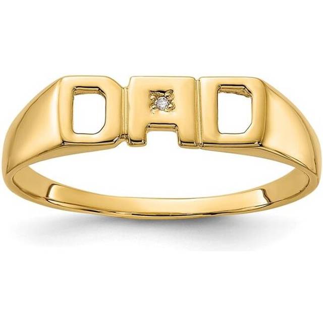 Finest Gold 14K Yellow Gold Squared Top Hollowed Out D Diamond Dad Ring Mounting - Size 10