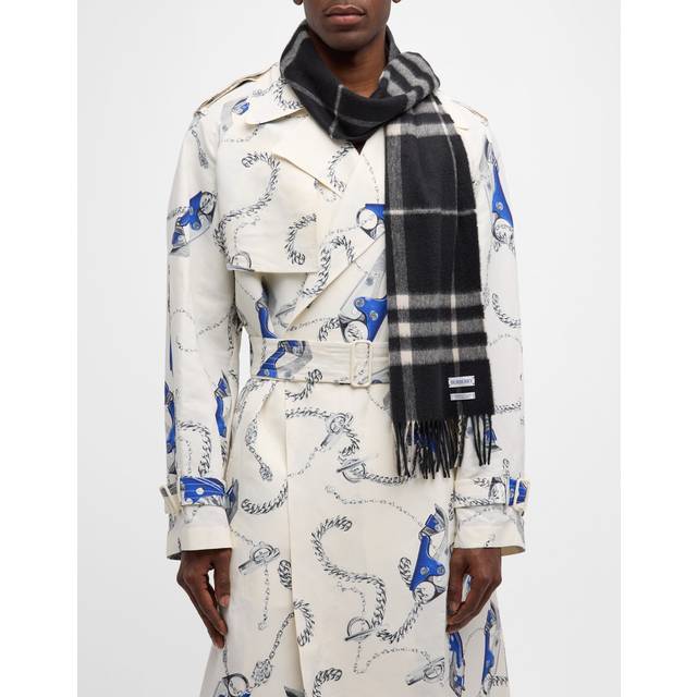 Burberry Check Cashmere Scarf - Black/Calico - One Size