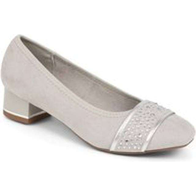 Block Heeled Court Shoes - PLAN36001 / 322 525 - Light Grey