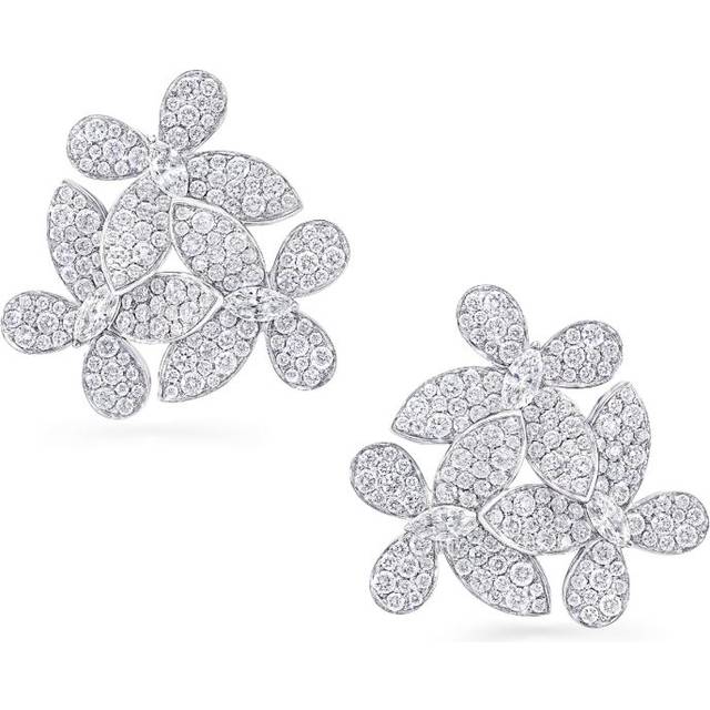 Graff White Gold and Diamond Triple Butterfly Clip-On Earrings - One size