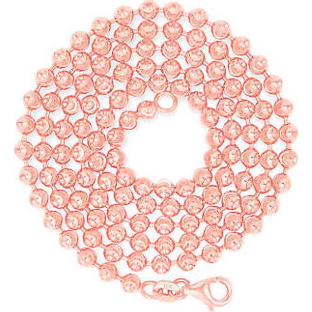 10k rose gold 2mm moon cut diamond ball bead chain necklace mens women 16"-26"