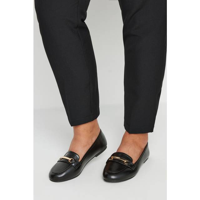 Black Faux Leather Loafers In Extra Wide eee Fit - 8EEE