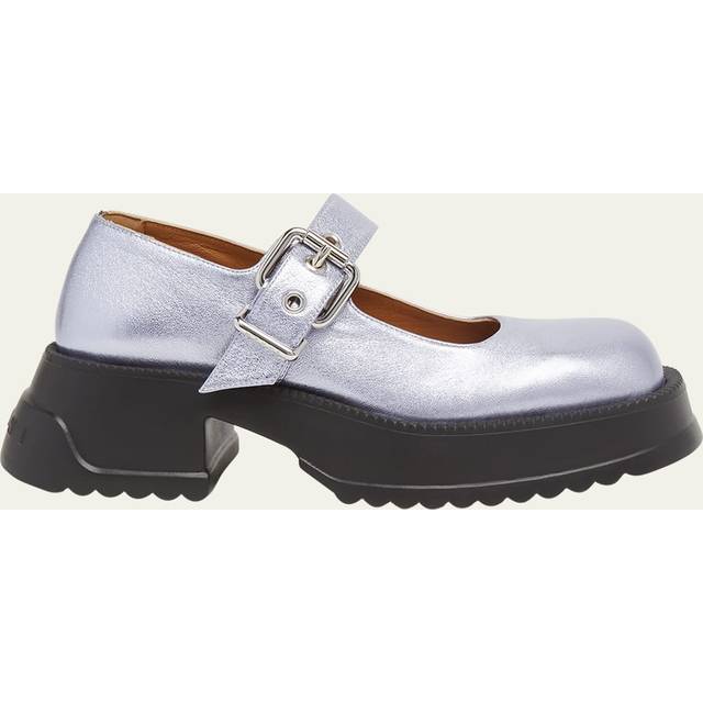 Marni Blue Leather Mary Jane Platform Loafers - 00B21 Light Blue - IT 39