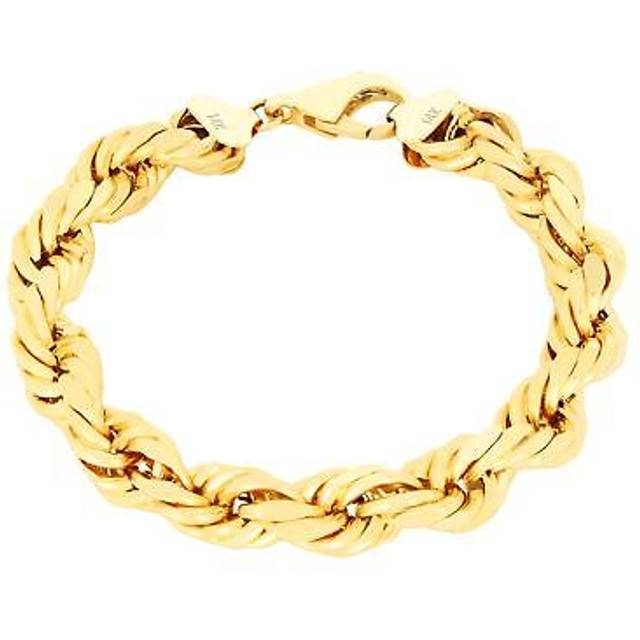 14k yellow gold 10mm rope diamond cut mens wide thick chain bracelet 8" 8.5" 9"
