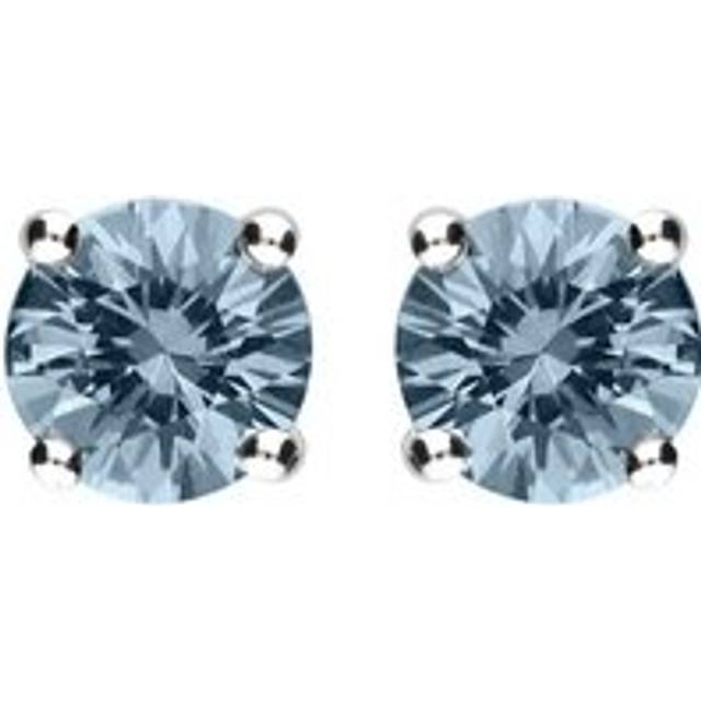 18ct White Gold 0.93ct Aquamarine Solitaire Stud Earrings - Option1 Value White Gold