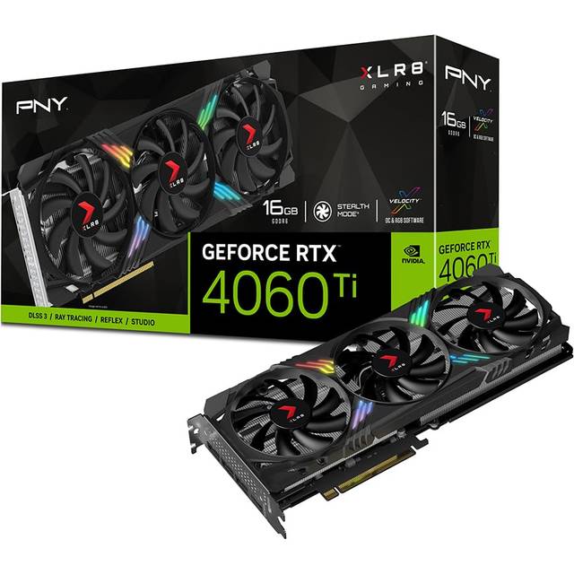 PNY GeForce RTX™ 4060 Ti 16GB XLR8 Gaming VERTO Triple Fan ARGB Edition Graphics Card DLSS 3